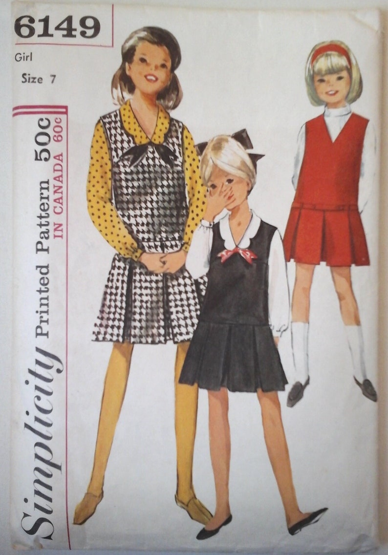 Simplicity 6149 Girls Jumper Dress and Blouse Pattern, size 7