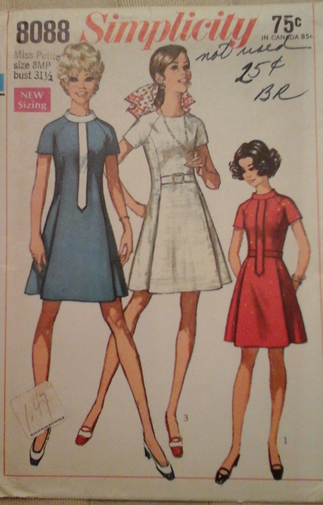 1960s Simplicity 8088 Gogo Dress Pattern Size 8 Bust 31 5 Vintage