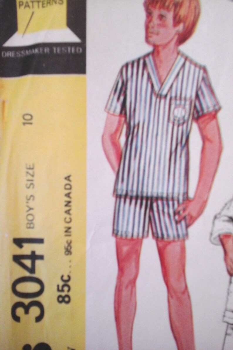 McCall's 3041 Boys Pajama Pants or Shorts and Top, Robe with tie belt, size 10, vintage McCall's boys sewing pattern image 4