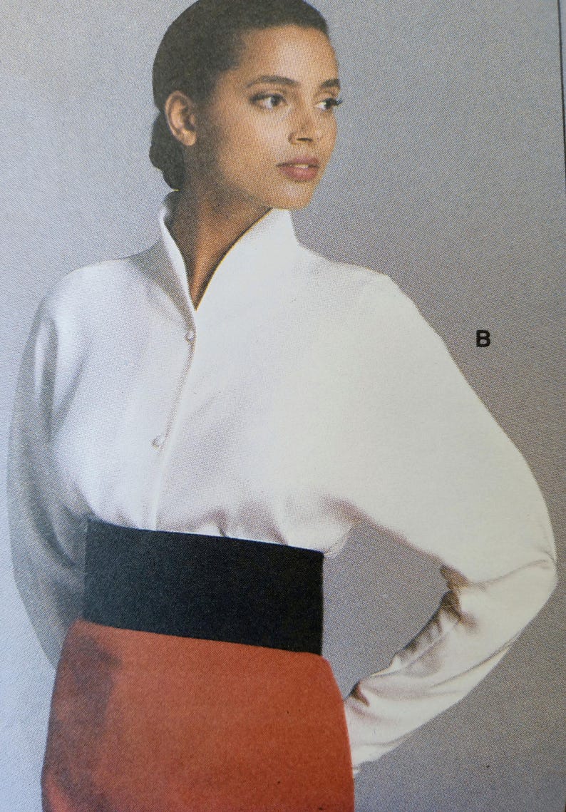 80s Vogue 1981 American Designer Calvin Klein Blouses Pattern, Size 8 ...