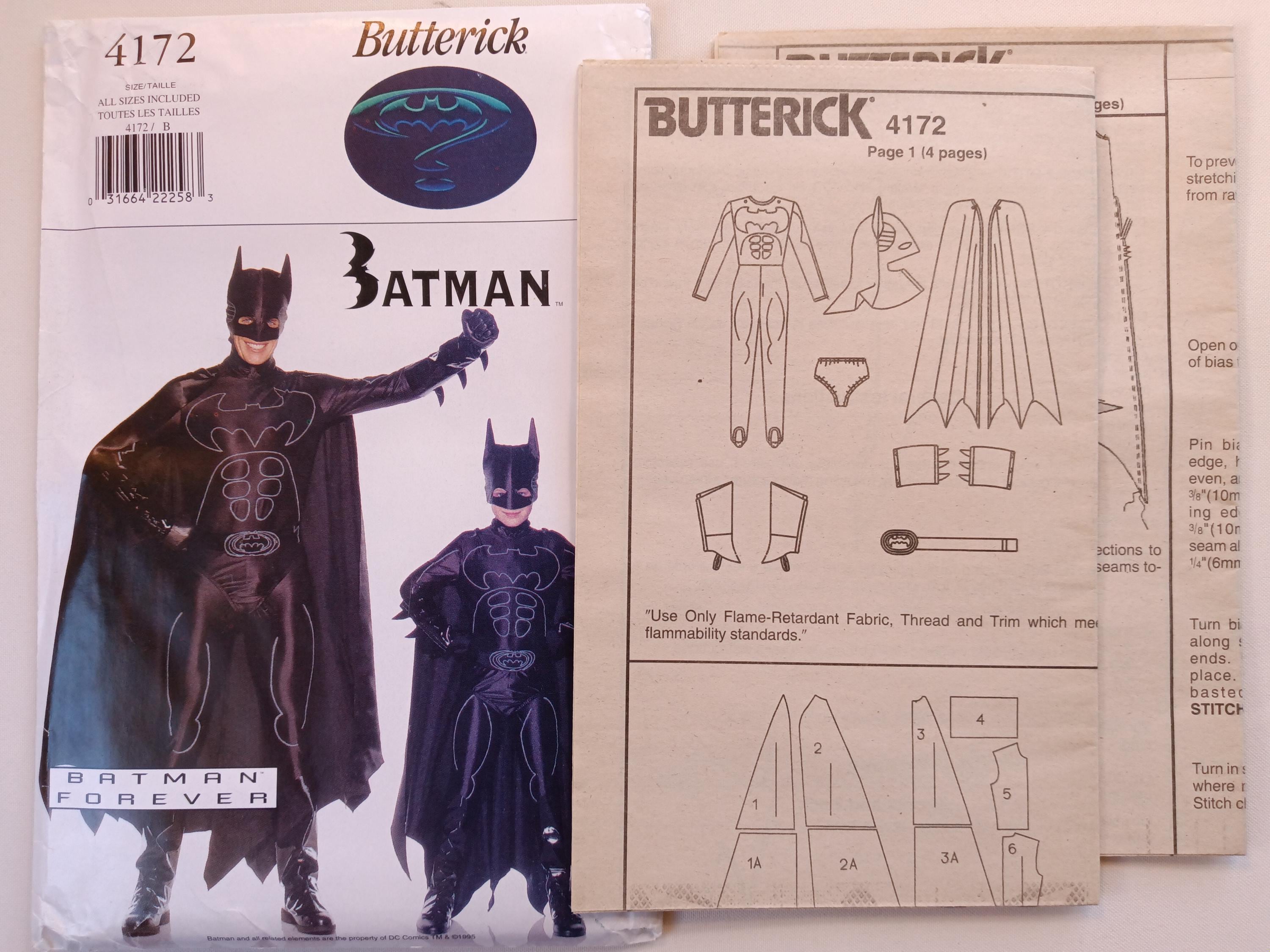 FF Butterick 4172 Boys BATMAN FOREVER Costume & Mask, halloween