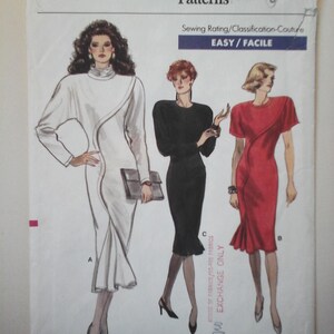 FF Vogue 7039 Easy Misses Dress Pattern, size 8 Bust 31.5, 80s Vintage Vogue Bodice Dresses, Long sleev work dress small, Easy Vogue dress 8
