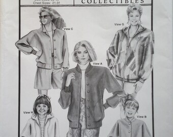 FF Stretch & Sew 1069 Ladies' and Girls' Baseball Jackets Pattern, Bust Size 30-46" and Girls' 21-31", All Sizes Included, Baseball Jackets