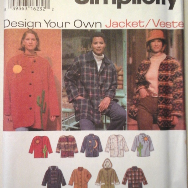 FF Simplicity 9287 Misses Design your own Jackets or Vest Pattern, sizes L-XL, Bust 40-42, 44-46, plus size unique coat sewing pattern