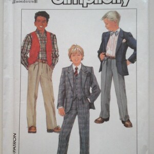 FF Simplicity 8828 Boy's Jacket, Vest, and Pants Pattern, size 8, Boy's formal wear, child suit pattern, Boys vest pattern, boys blazer 8