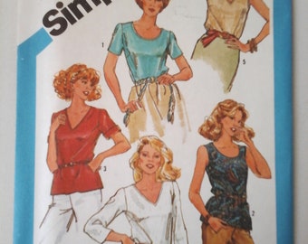 FF 80s Simplicity 6435 Tops Pattern, size 10, 14, or 16, 80s tops pattern, Vintage 1980s Simplicity shirt pattern, Scoop-neck T-Shirt