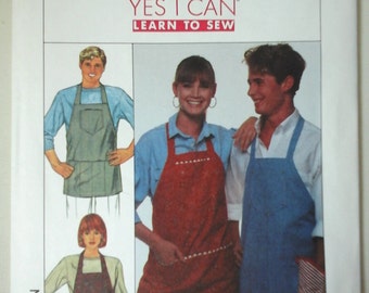 80s Simplicity 9245 Aprons Pattern, one size aprons, BBQ Apron, chefs aprons, Learn to sew Everybody Apron, 80s easy Unisex aprons pattern