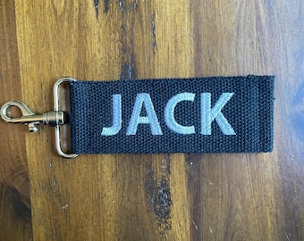 Black Horse Blanket Name Tag- Clip On Embroidered Tag- Double Sided