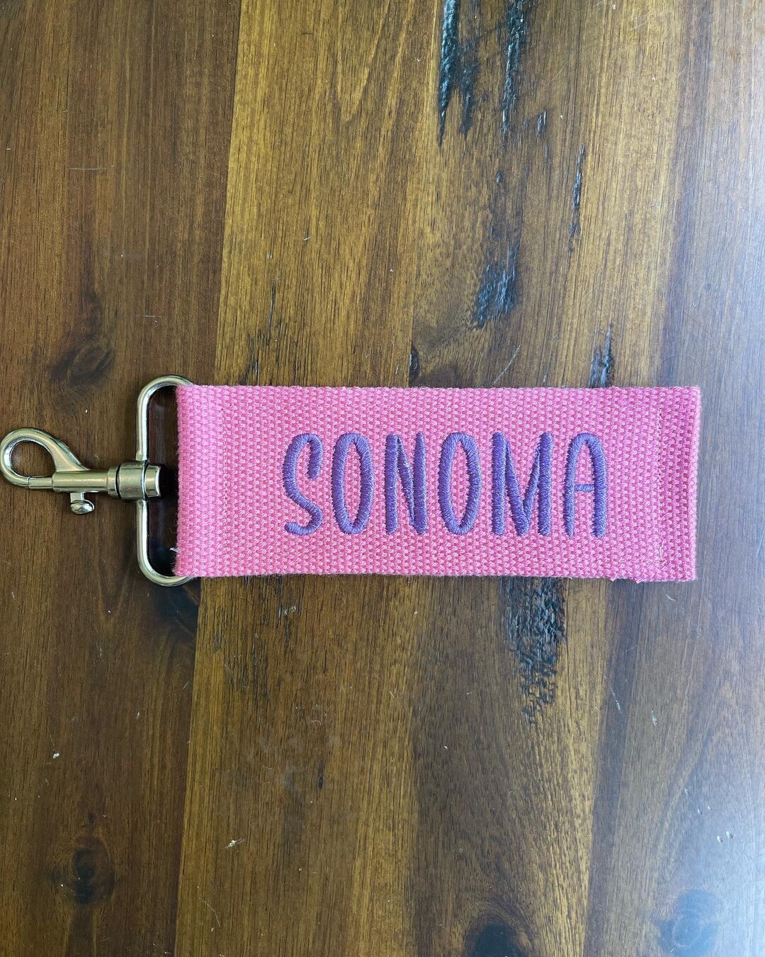 Light Pink Horse Blanket Name Tag Clip on Embroidered Tag Double Sided