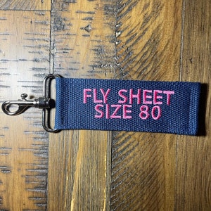 Navy Horse Blanket Name Tag- Clip On Embroidered Tag- Double Sided