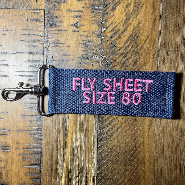 Navy Horse Blanket Name Tag- Clip On Embroidered Tag- Double Sided