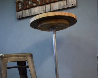 Little Poseur Table, 50cm Top, Reclaimed Scaffold Board and Galvanised or Matt Black Steel