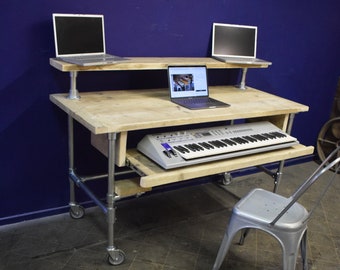 Industrial Style Music Desk Audio Workstation Home Recording Etsy