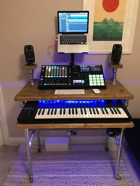 Industrial Style Music Desk Audio Workstation Home Recording Etsy