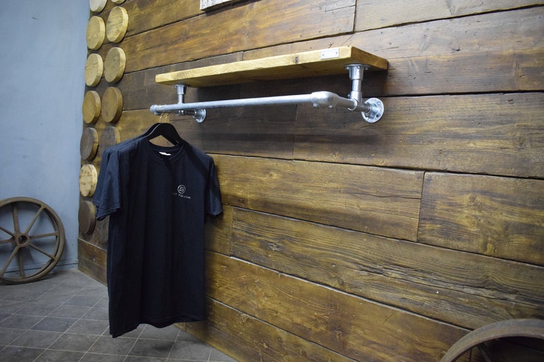 Wand montiert hängende Schiene mit Regal industriellen Stil | Etsy