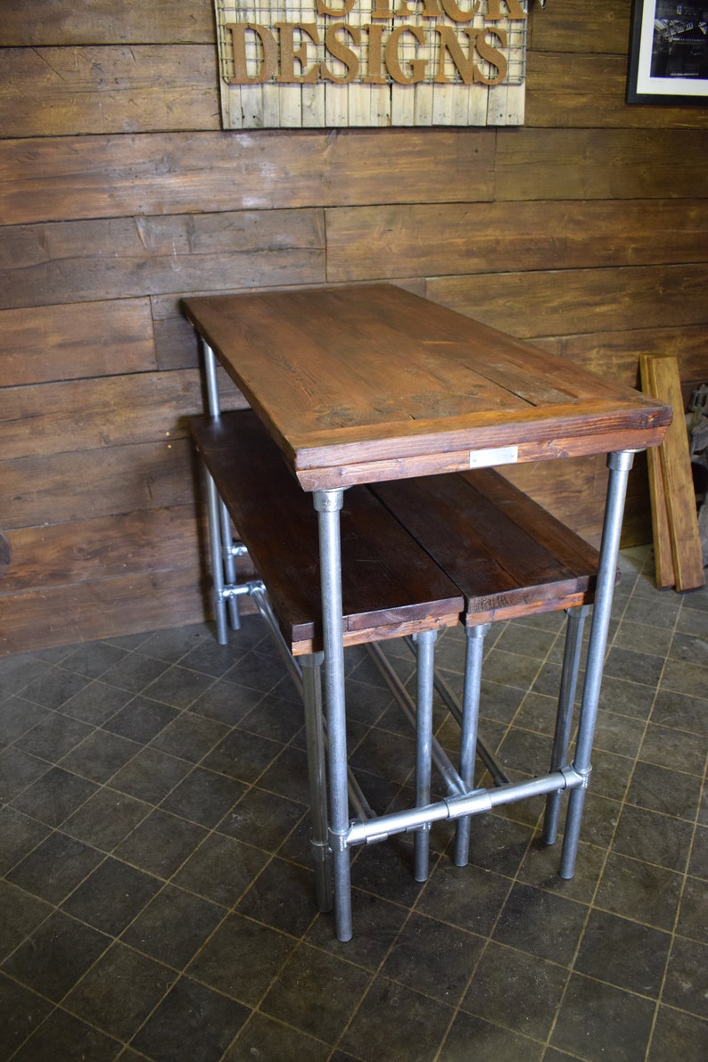 Industrial High Bar Table and Bench Set Reclaimed Scaffold Etsy Nederland