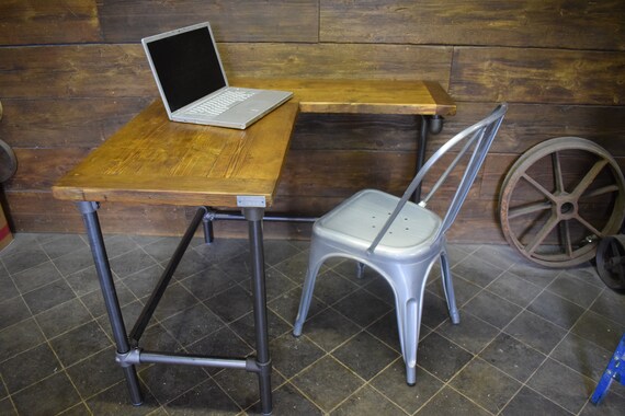 Space Saving Shallow Industrial Corner Desk Reclaimed Etsy