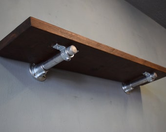 Urban Industrial Scaffold Shelf with Heavy Duty Steel Tube Brackets, Reclaimed Scaffold Board and Galvanised Steel