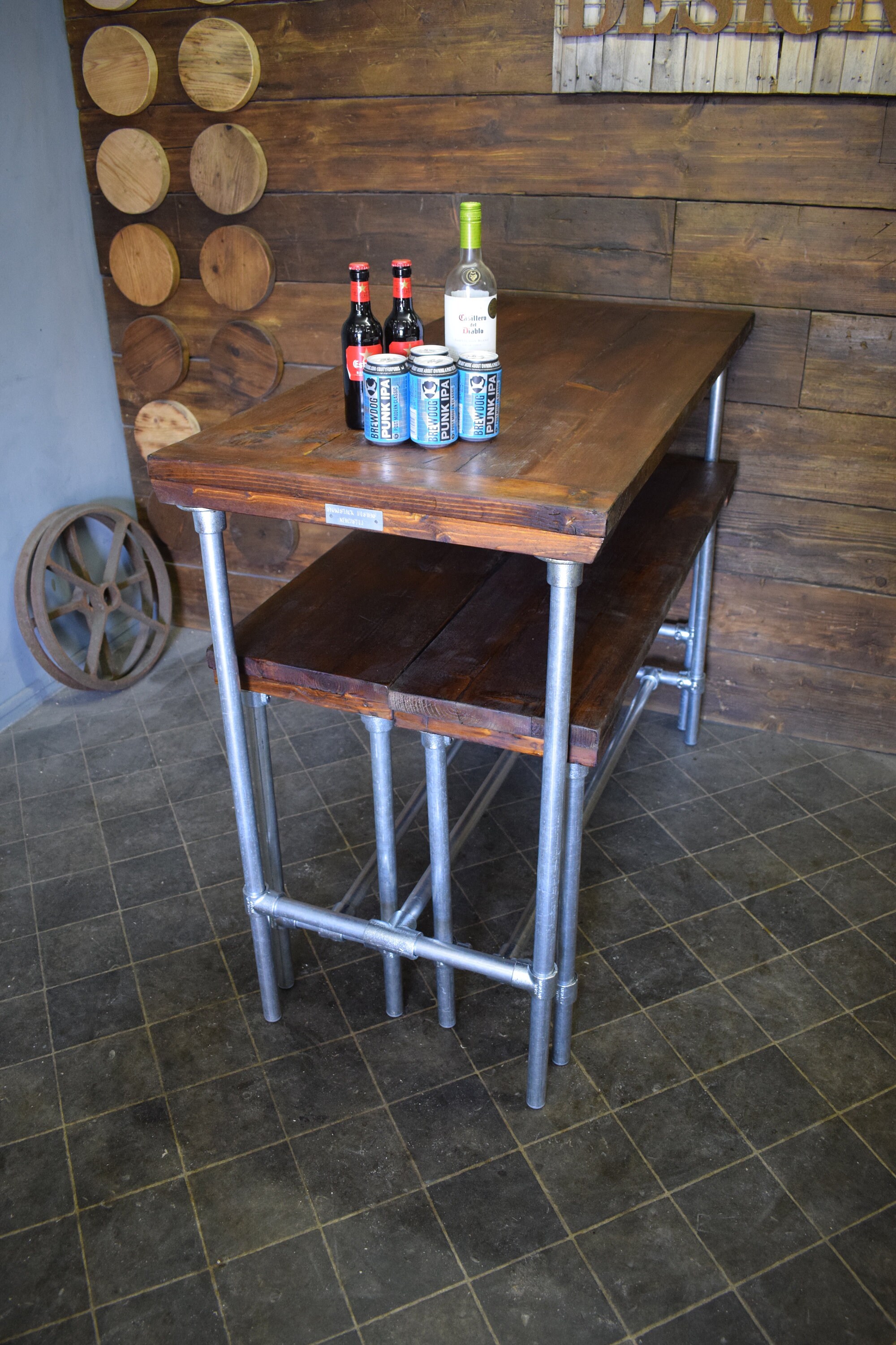 Industrial High Bar Table and Bench Set Reclaimed Scaffold Etsy