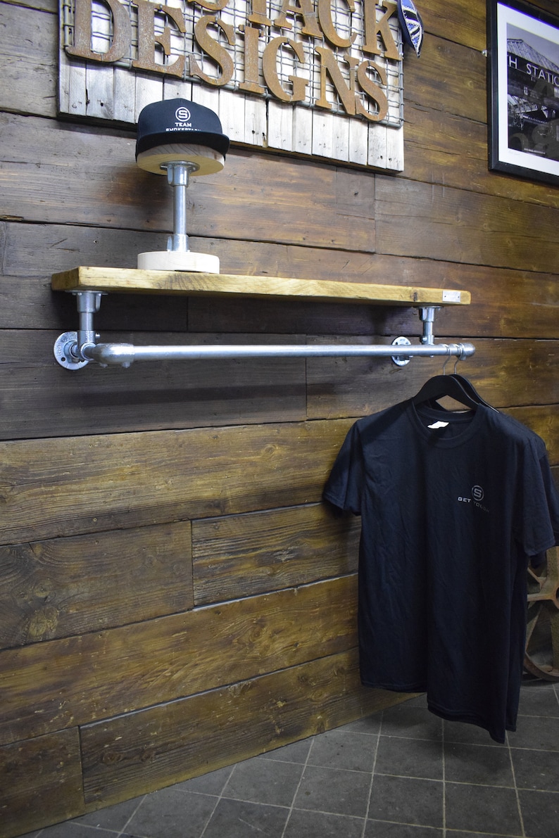 Wand montiert hängende Schiene mit Regal industriellen Stil | Etsy