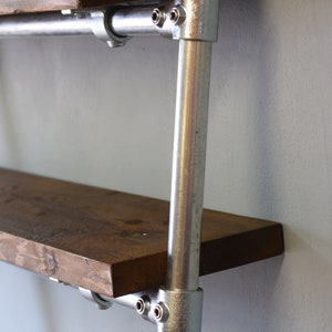 Lean-to Desk/Ladder Desk, Industrial Style, Reclaimed Scaffold Board Desk Top and Shelves with Galvanised Steel Frame image 6