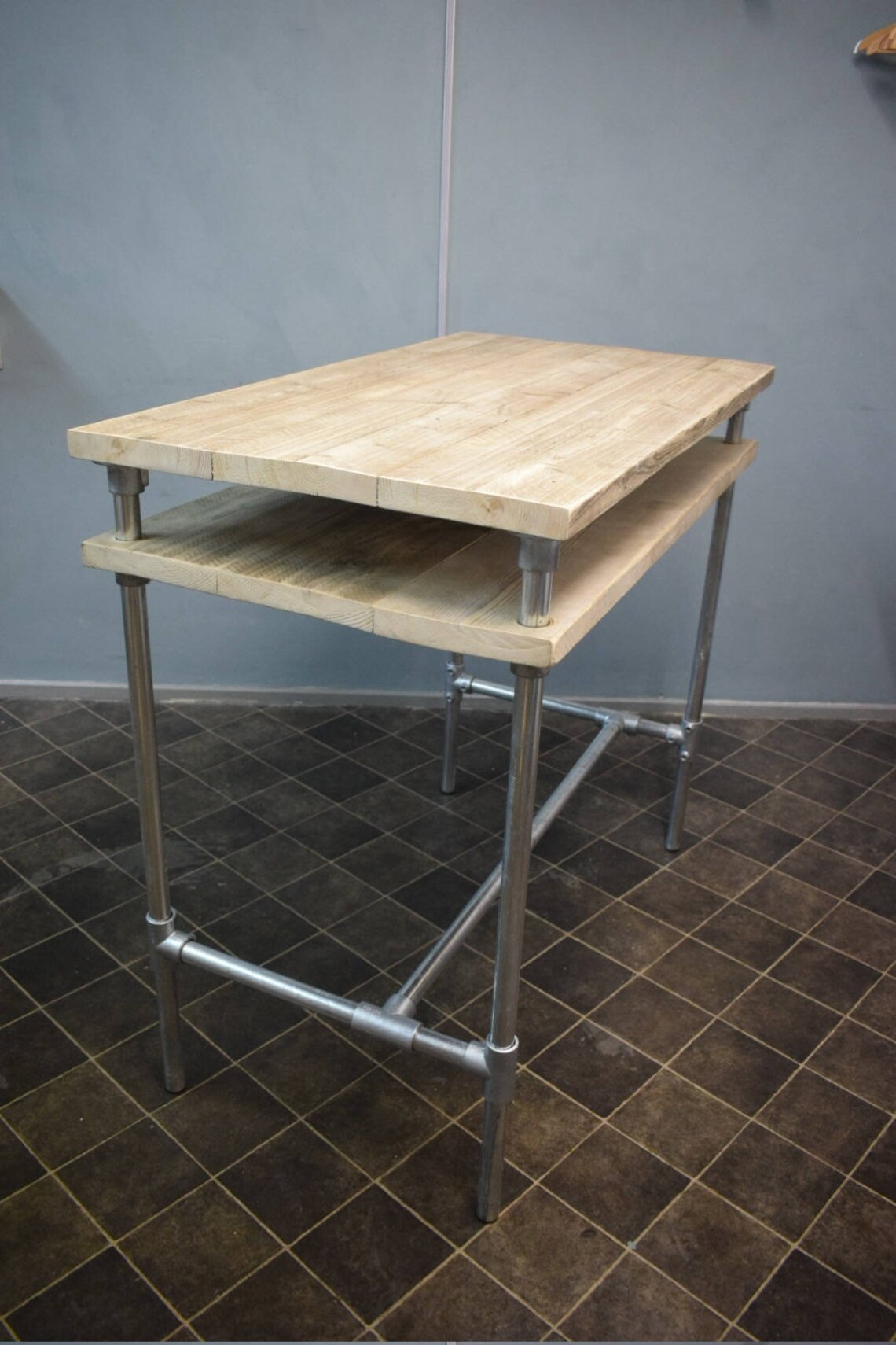 Urban Industrial Standing Double Decker Desk Reclaimed Etsy