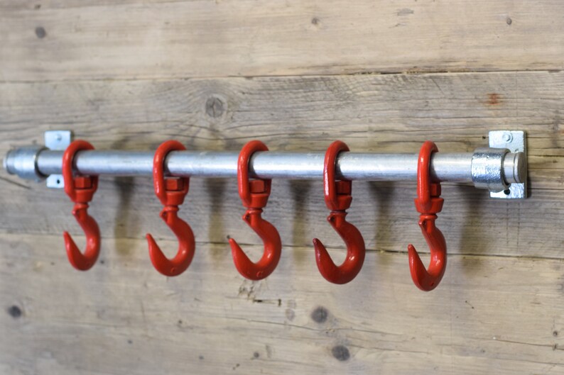 Industrial Coat Hooks on Wall Mounted Rail 3 to 6 Hooks made Etsy
