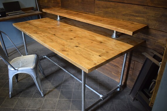 Desk with raised shelf deals