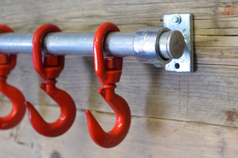 Industrial Coat Hooks on Wall Mounted Rail 3 to 6 Hooks Made Etsy UK