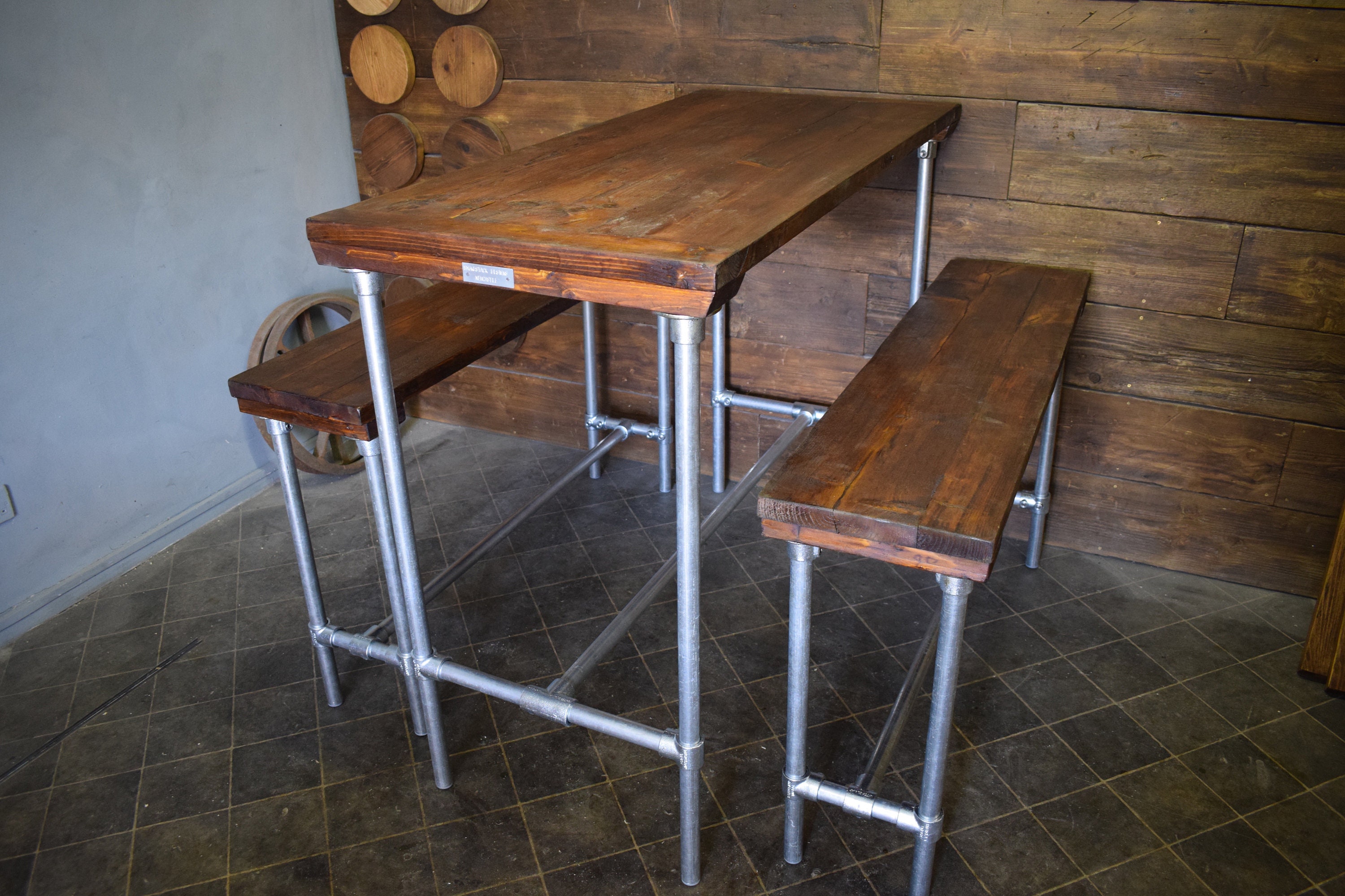 Industrial High Bar Table and Bench Set Reclaimed Scaffold Etsy Nederland