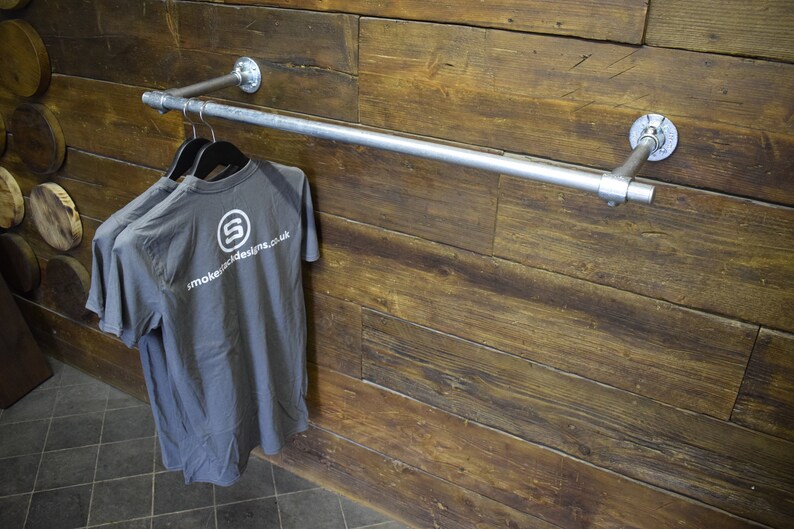Industrial Style Wall Mounted Steel Clothes Rail Hanging Etsy