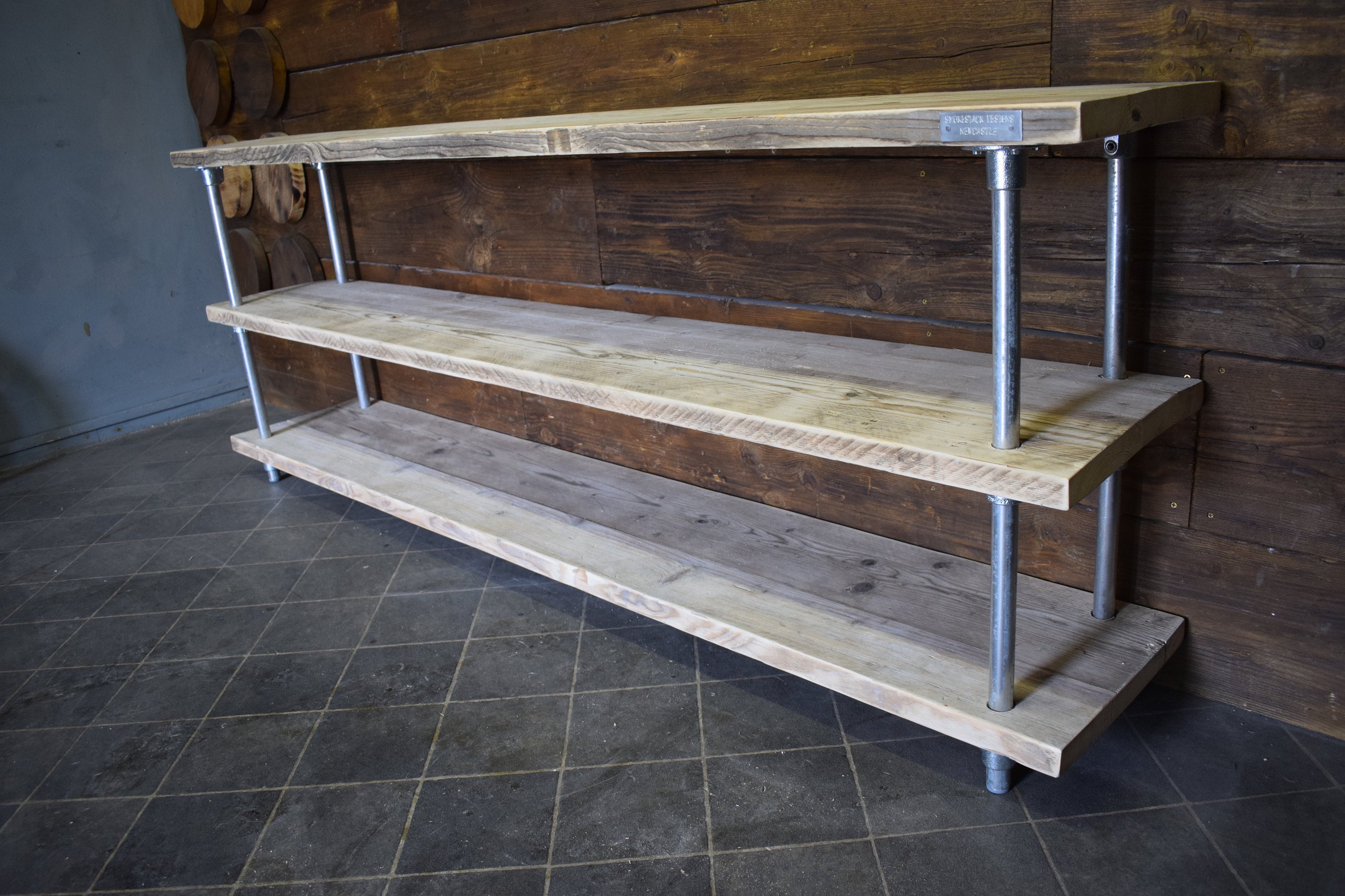 Reclaimed Scaffold Board Shelving Unit, Galvanised Steel Frame - Etsy UK