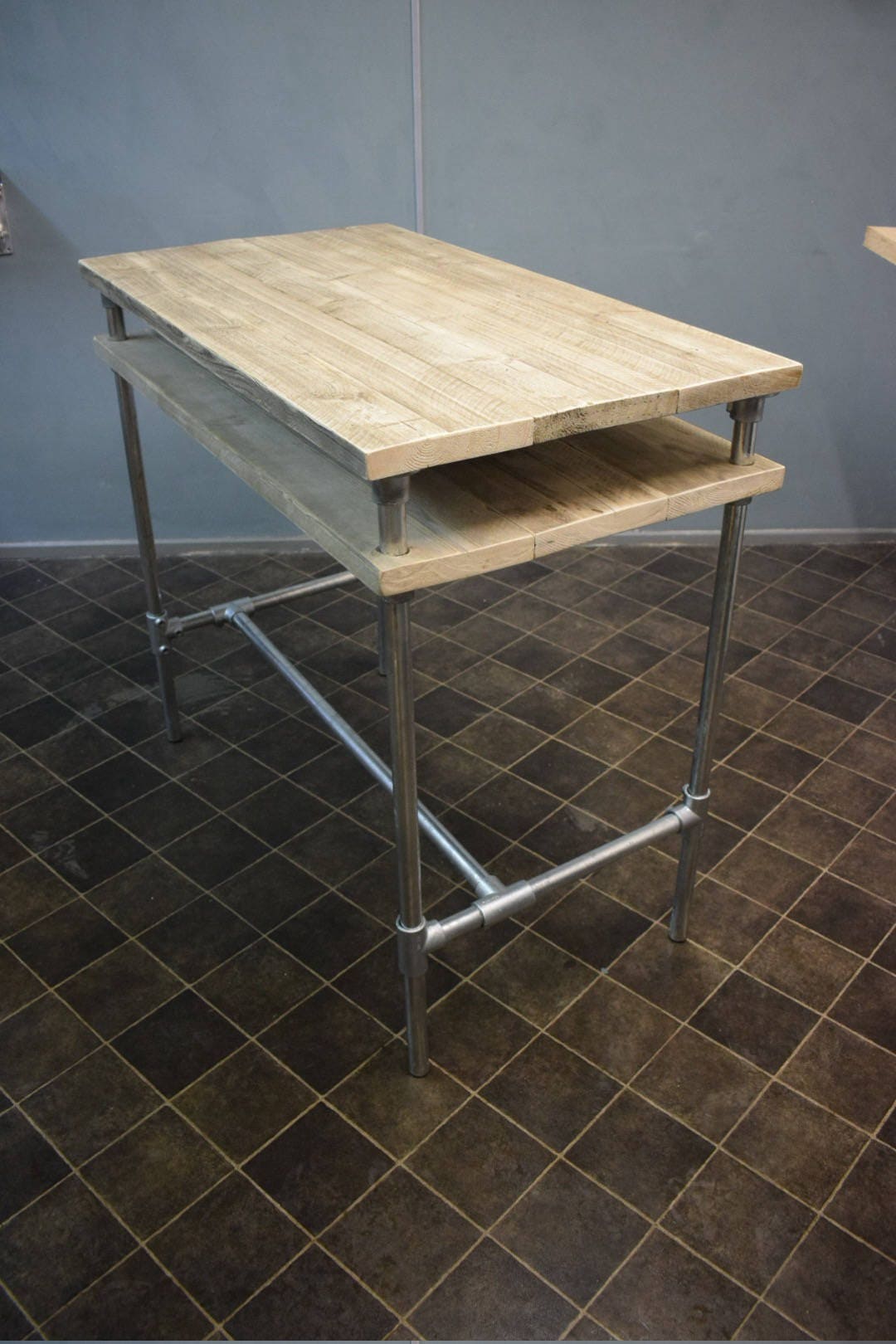 Urban Industrial Standing Double Decker Desk Reclaimed Etsy UK