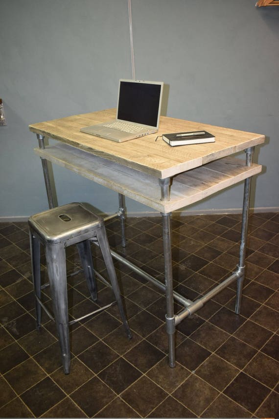 Urban Industrial Standing Double Decker Desk Reclaimed Etsy