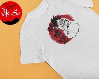 Kid Goku Riding Nimbus Cloud, inspired by the  Hit Anime Series "Dragon Ball Z"