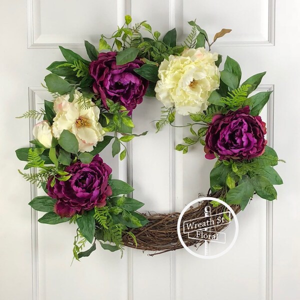 Peony Wreath,  Year Round Wreath, Front Door Wreath, Pink Wreath, White Wreath, Summer Wreath, Everyday Wreath, All Season Wreath, Grapevine