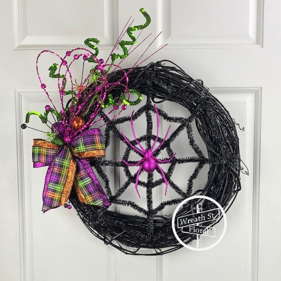 Halloween Wreath Spider Wreath Black Wreath Halloween | Etsy