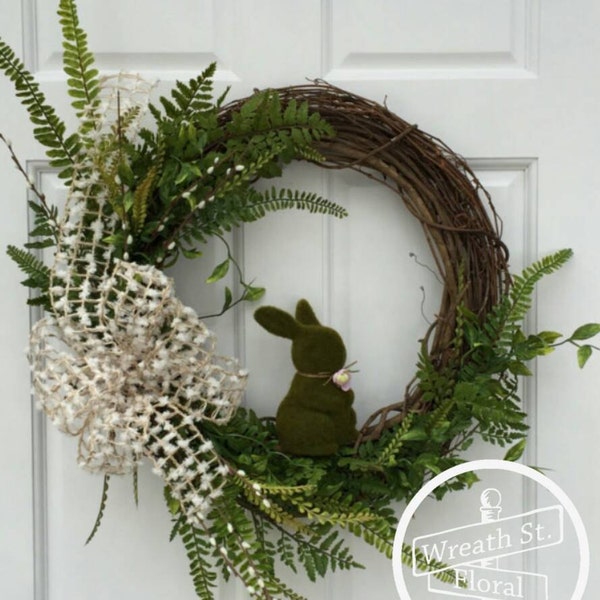 Spring Wreath, Bunny Wreath, Front Door Wreath, Summer Wreath, Grapevine Wreath, Greenery Wreath, Farmhouse Wreath, Rustic Wreath
