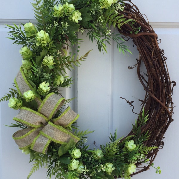 Greenery Wreath, Boxwood Wreath, Hops Wreath, Wreath Street Floral, Summer Wreath, Everyday Wreath, Front Door Wreath, Spring Wreath