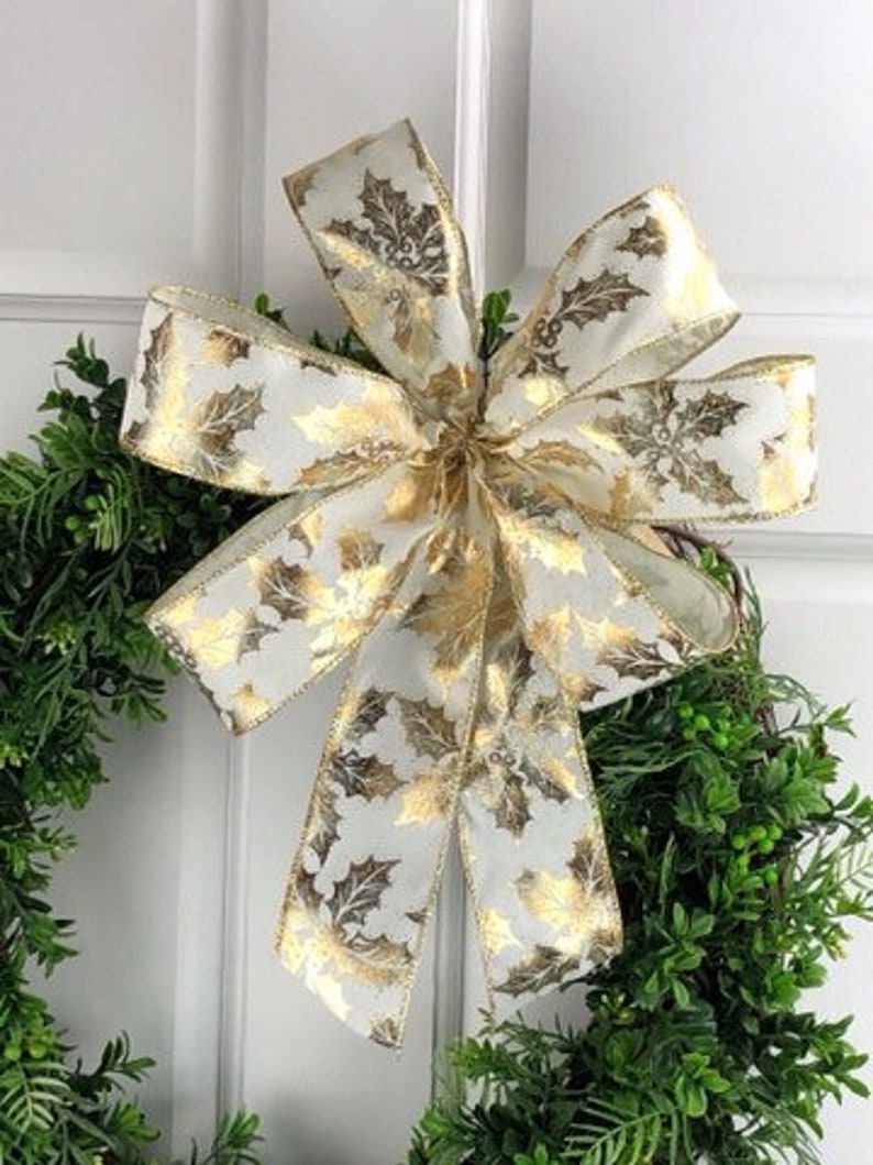 Wreath Bow Red Bow Wired Ribbon Bow Christmas Bow Holly Etsy