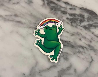 Love To Dilly Dally Waterproof Silly Frog Sticker
