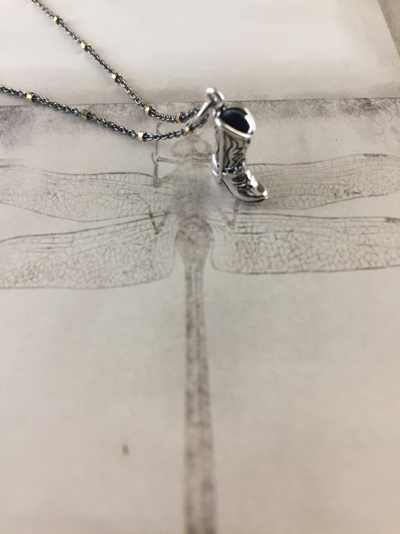 Sterling Silver Oxidized Three Dimensional Cowboy Spur Charm