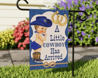 A Little Cowboy Has Arrived | Baby Arrival Flag | Baby Announcement | Baby Yard Flag | Baby Garden Flag | Baby Flag WDBB23