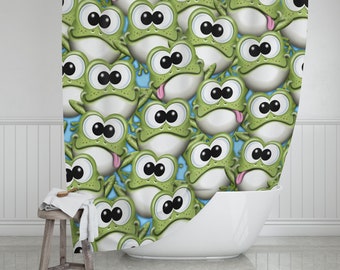 Frog Shower Curtain for Kids Bathroom Decor