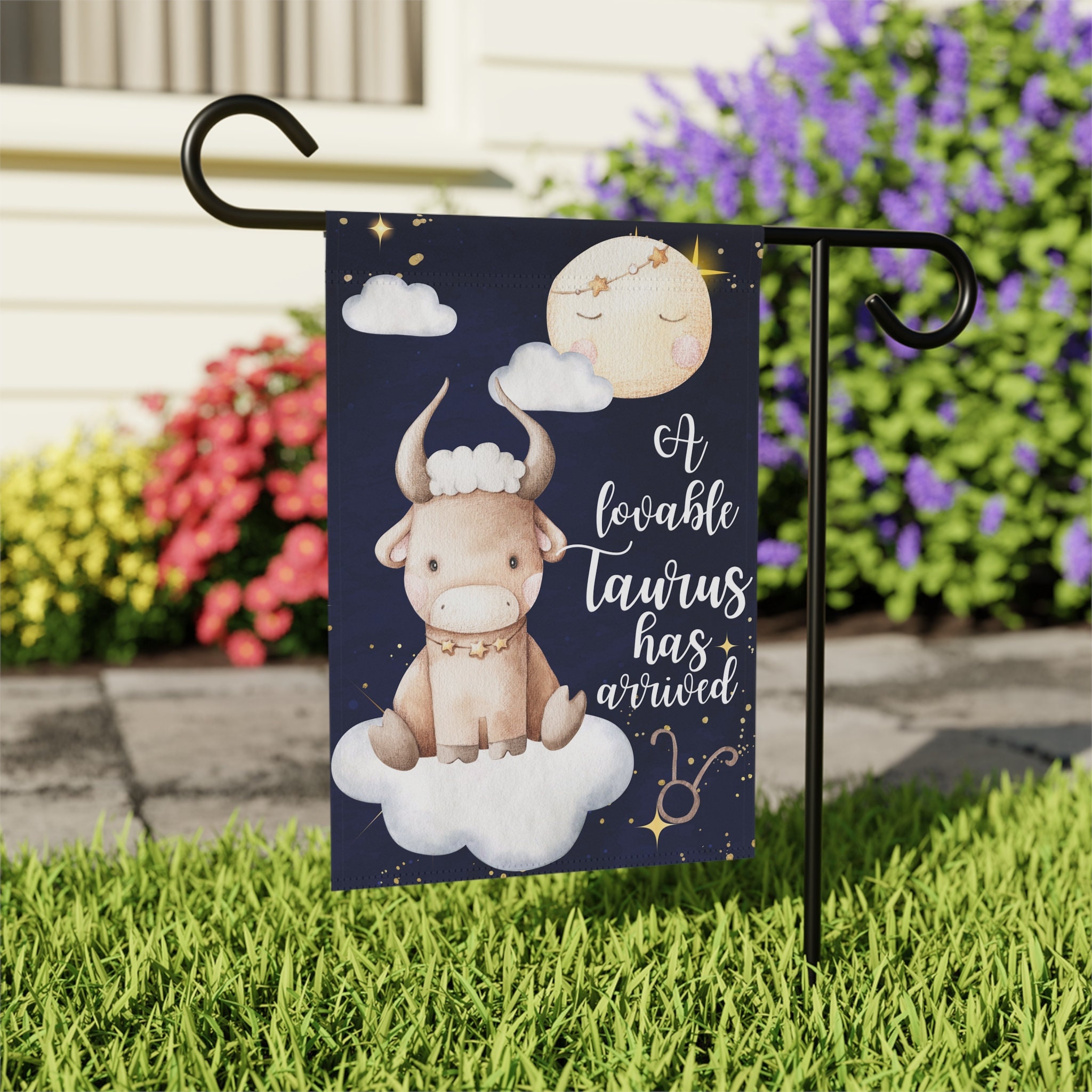 Baby Taurus Zodiac Unisex Baby Arrival Announcement Garden and Yard Flag