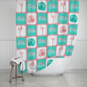 Flamingo Shower Curtain | Tropical Shower Curtain