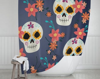 Sugar Skull Shower Curtain for Day of the Dead Bathrooms