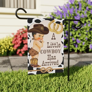 A Little Cowboy Has Arrived | Baby Arrival Flag | Baby Announcement | Baby Yard Flag | Baby Garden Flag | Baby Flag WBBT23