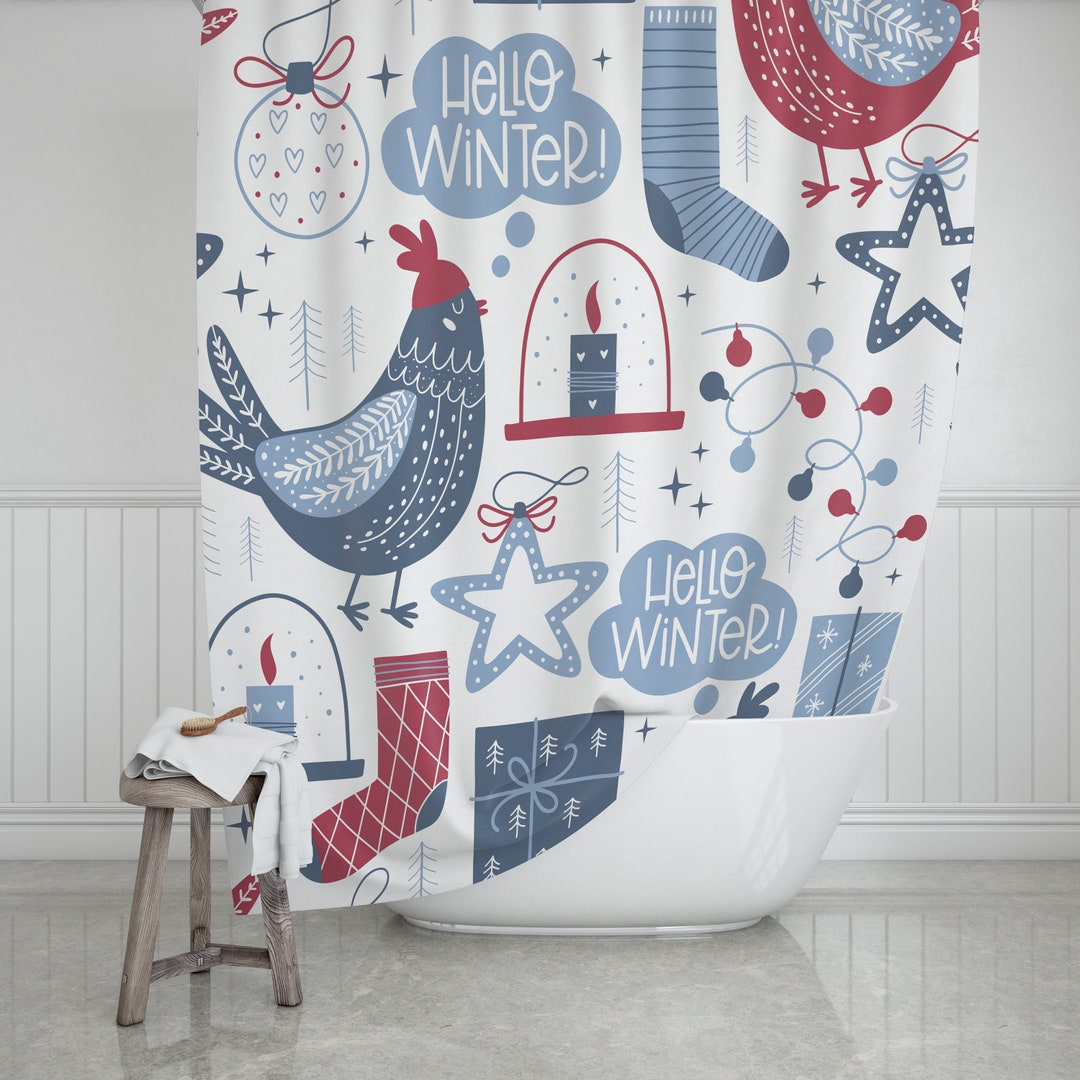 Country Christmas Shower Curtain Christmas Shower Curtain Etsy