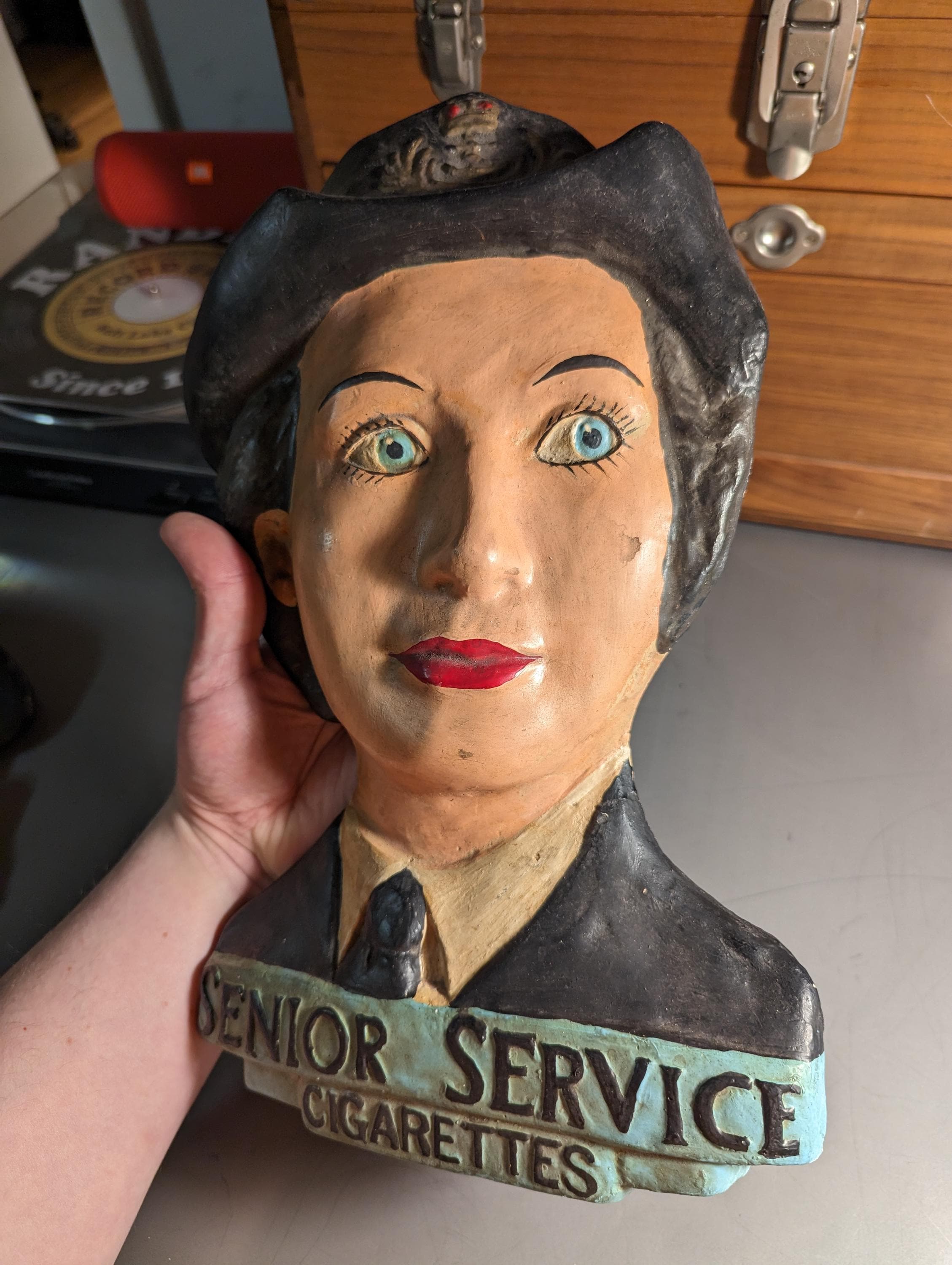 A Pair of Vintage Senior Service Cigarette Advertising Chalkware